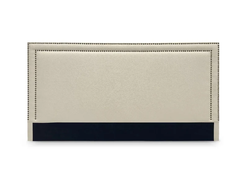 Tête de lit cloutée en tissu lin beige 160 cm LYVE