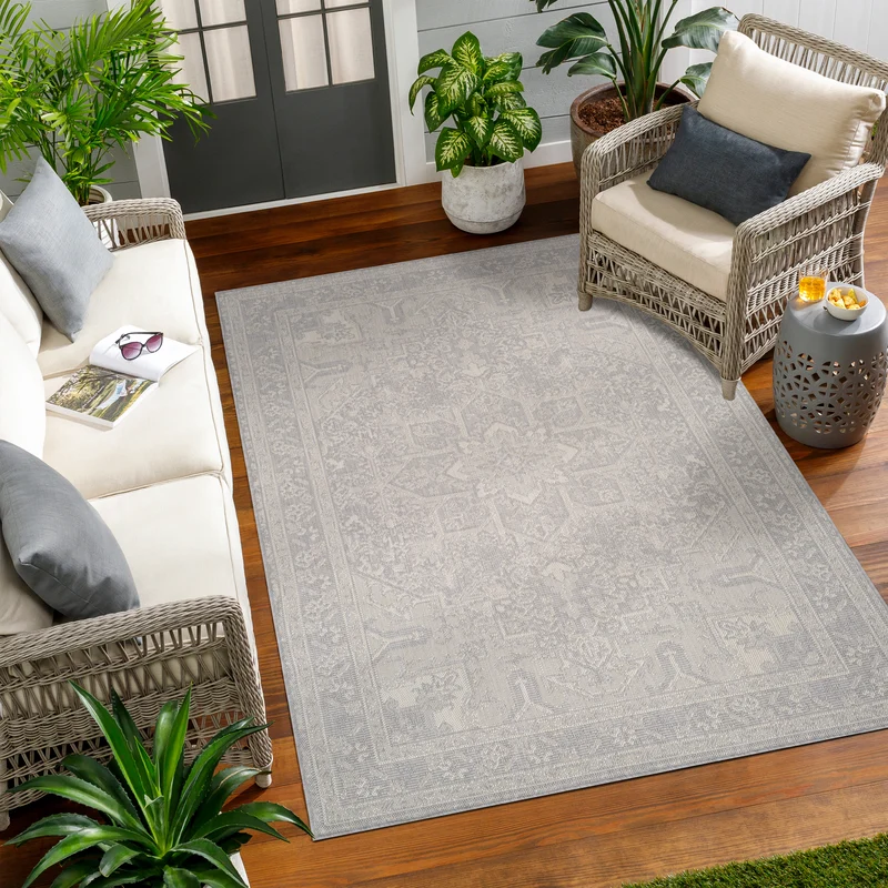 BALLARAT Tapis d'Extérieur/Intérieur Gris/Ivoire 160x213