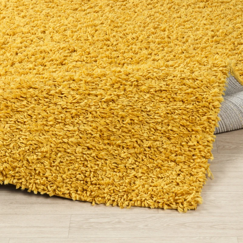 Tapis de Couloir Shaggy Moderne Jaune Boracay