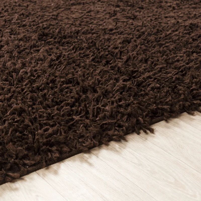 Tapis de Couloir Shaggy Moderne Marron Foncé Boracay