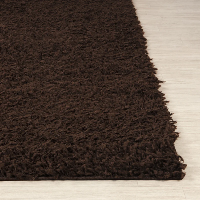 Tapis de Couloir Shaggy Moderne Marron Foncé Boracay