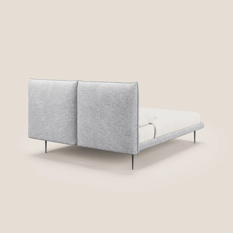 Jolie lit à double panneau et pieds hauts en métal en tissu détachable T18 gris
