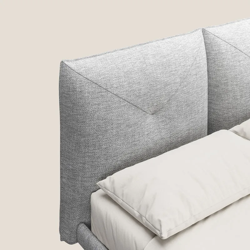 Jolie lit à double panneau et pieds hauts en métal en tissu détachable T18 gris
