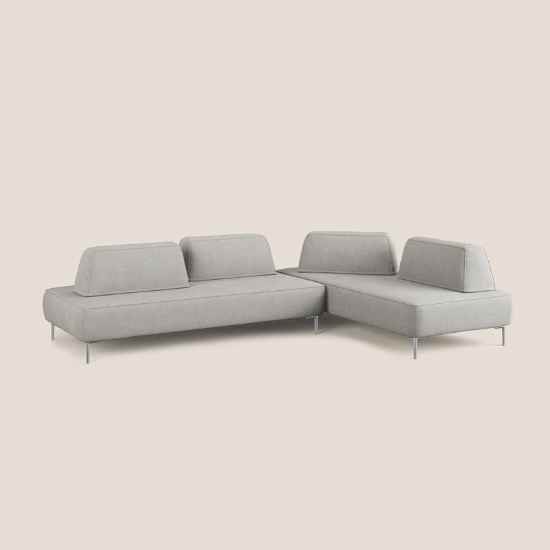 Newton canapé d'angle modulable avec dossiers amovibles en T07 gris