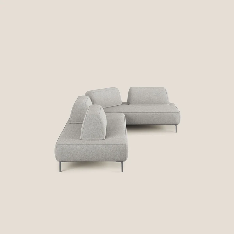 Newton canapé d'angle modulable avec dossiers amovibles en T07 gris