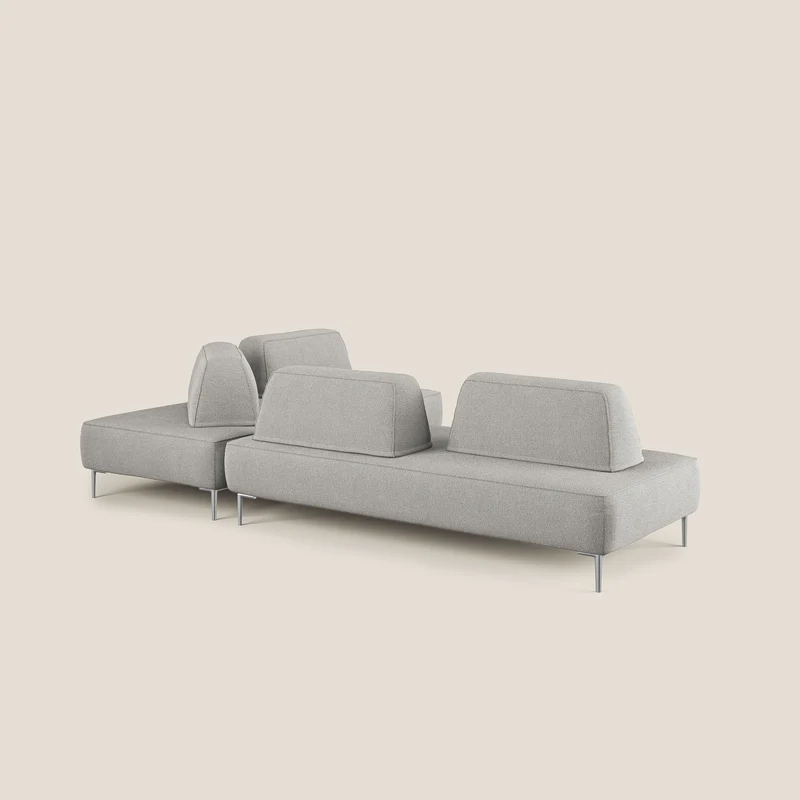Newton canapé d'angle modulable avec dossiers amovibles en T07 gris