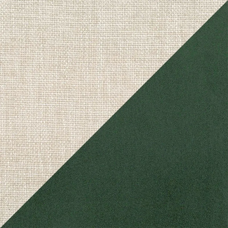 Petra lit design bicolore avec coussins en plumes, pieds foncés et tissu imperméable T11 et T 06 vert - crème