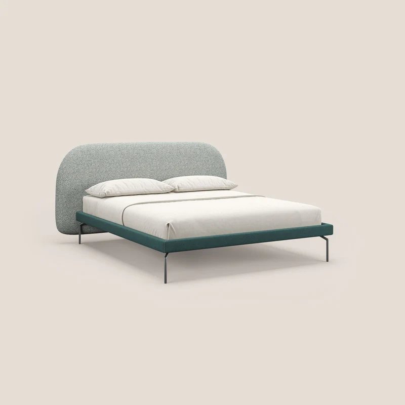 Soleil lit rembourré design avec pieds hauts en métal en bouclette détachable T12 vert