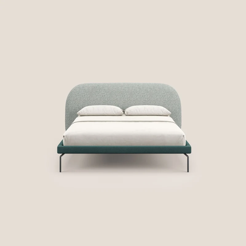 Soleil lit rembourré design avec pieds hauts en métal en bouclette détachable T12 vert