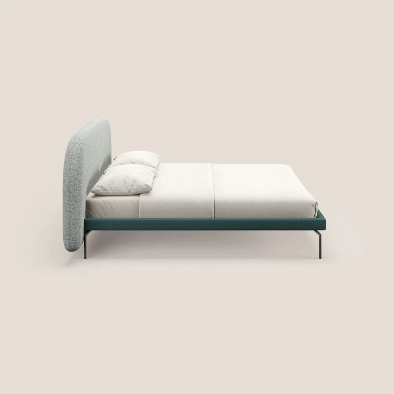Soleil lit rembourré design avec pieds hauts en métal en bouclette détachable T12 vert