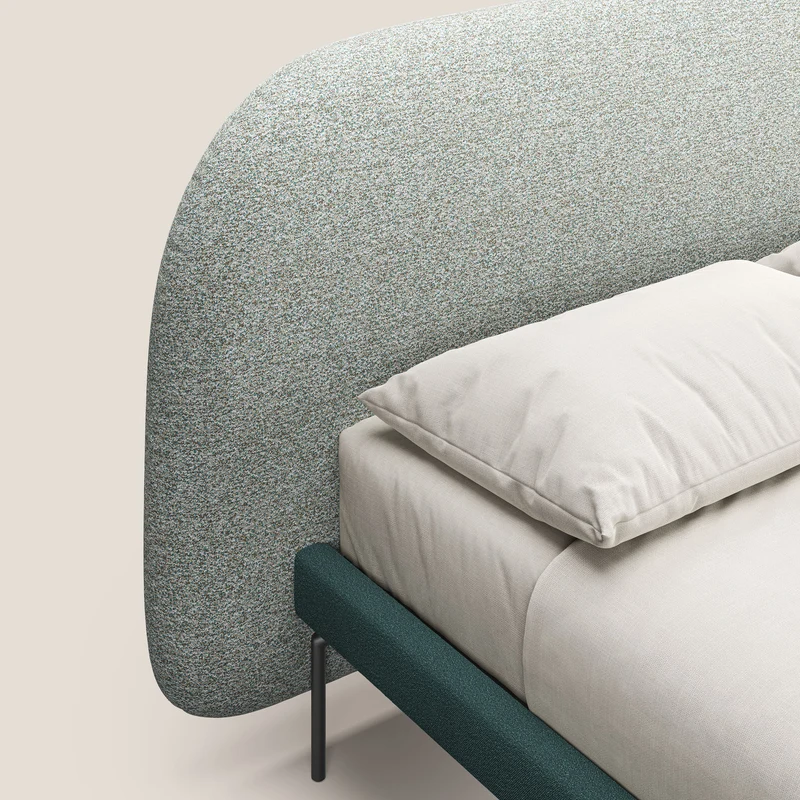 Soleil lit rembourré design avec pieds hauts en métal en bouclette détachable T12 vert