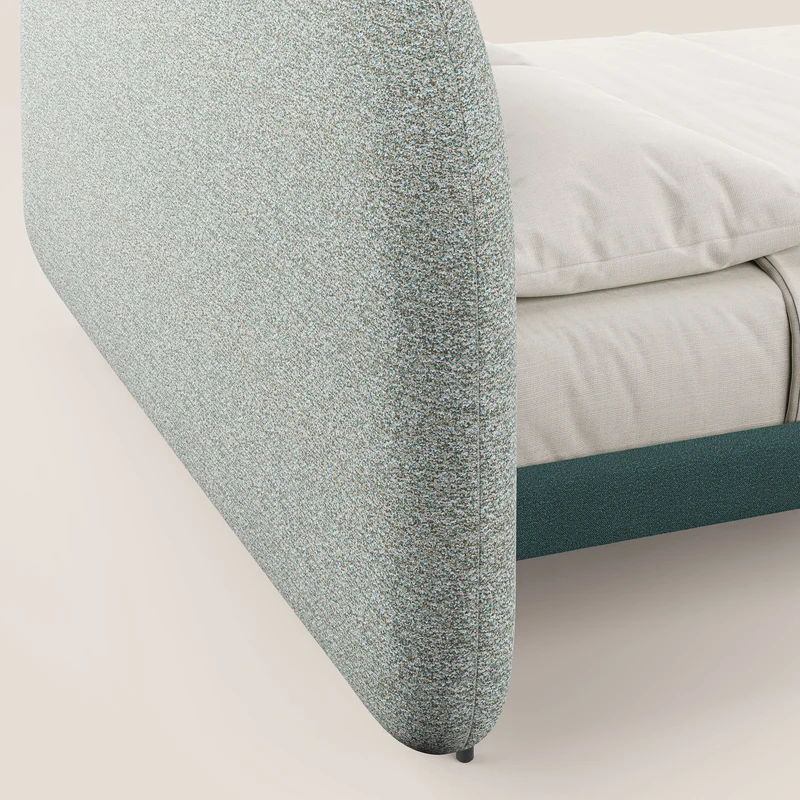 Soleil lit rembourré design avec pieds hauts en métal en bouclette détachable T12 vert