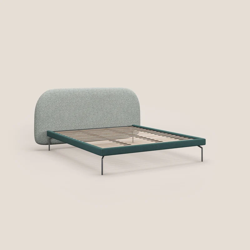Soleil lit rembourré design avec pieds hauts en métal en bouclette détachable T12 vert