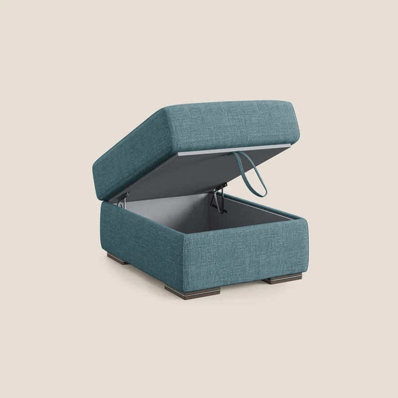 Sun pouf coffre en tissu imperméable doux entrelacé T06 bleu ciel