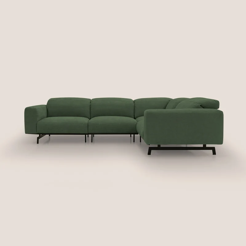 Sakura Canapé d'angle RÉVERSIBLE et modulable en tissu doux et imperméable T14 vert
