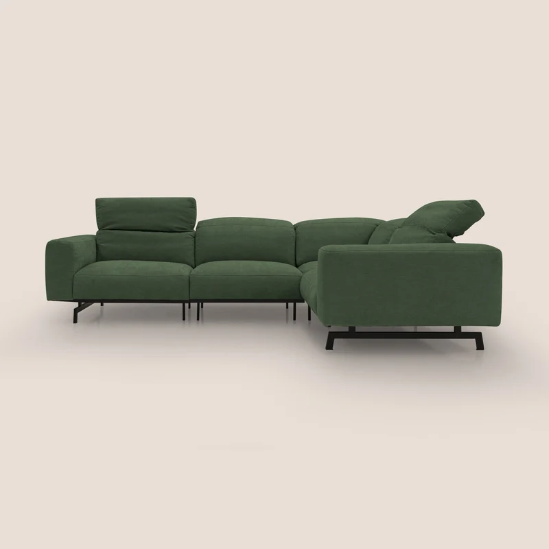 Sakura Canapé d'angle RÉVERSIBLE et modulable en tissu doux et imperméable T14 vert