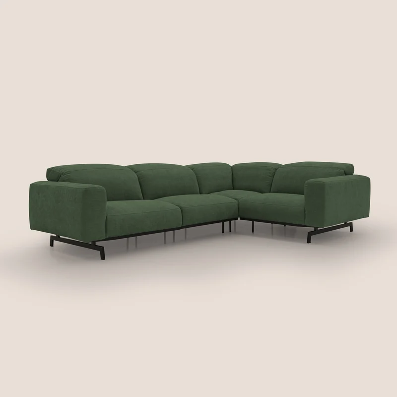 Sakura Canapé d'angle RÉVERSIBLE et modulable en tissu doux et imperméable T14 vert