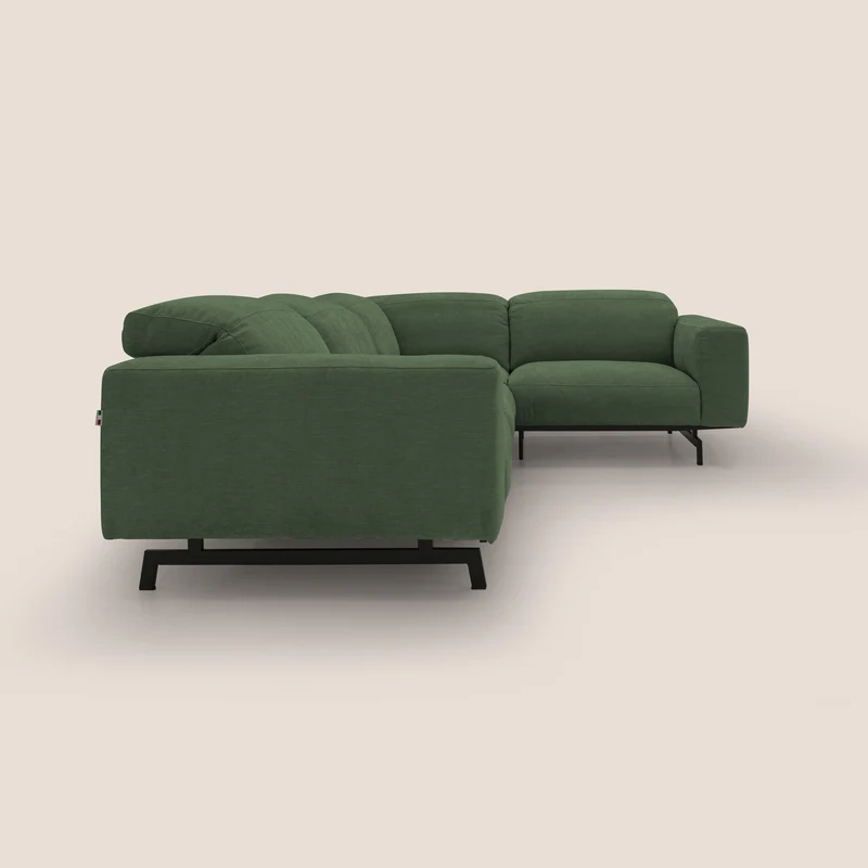Sakura Canapé d'angle RÉVERSIBLE et modulable en tissu doux et imperméable T14 vert