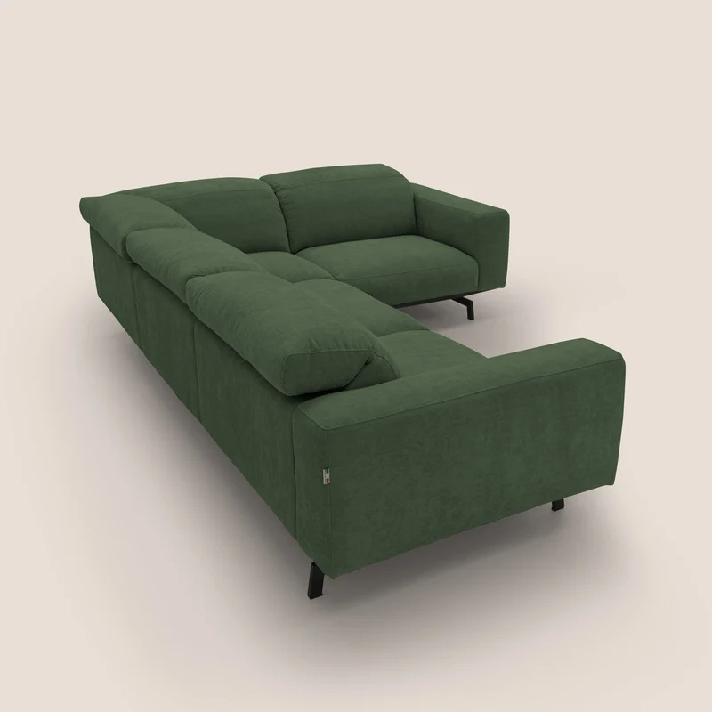 Sakura Canapé d'angle RÉVERSIBLE et modulable en tissu doux et imperméable T14 vert