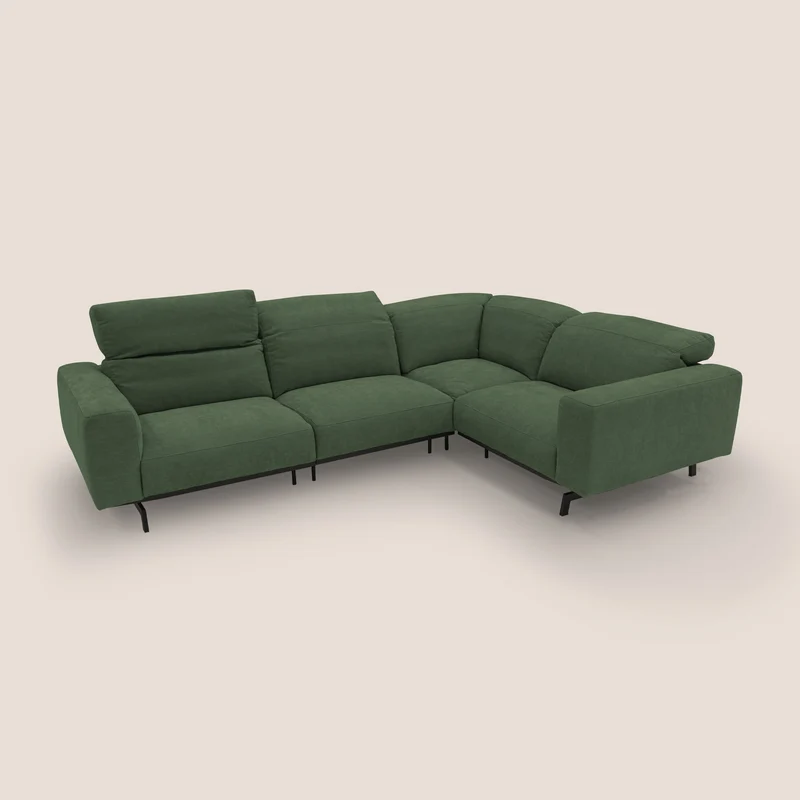 Sakura Canapé d'angle RÉVERSIBLE et modulable en tissu doux et imperméable T14 vert