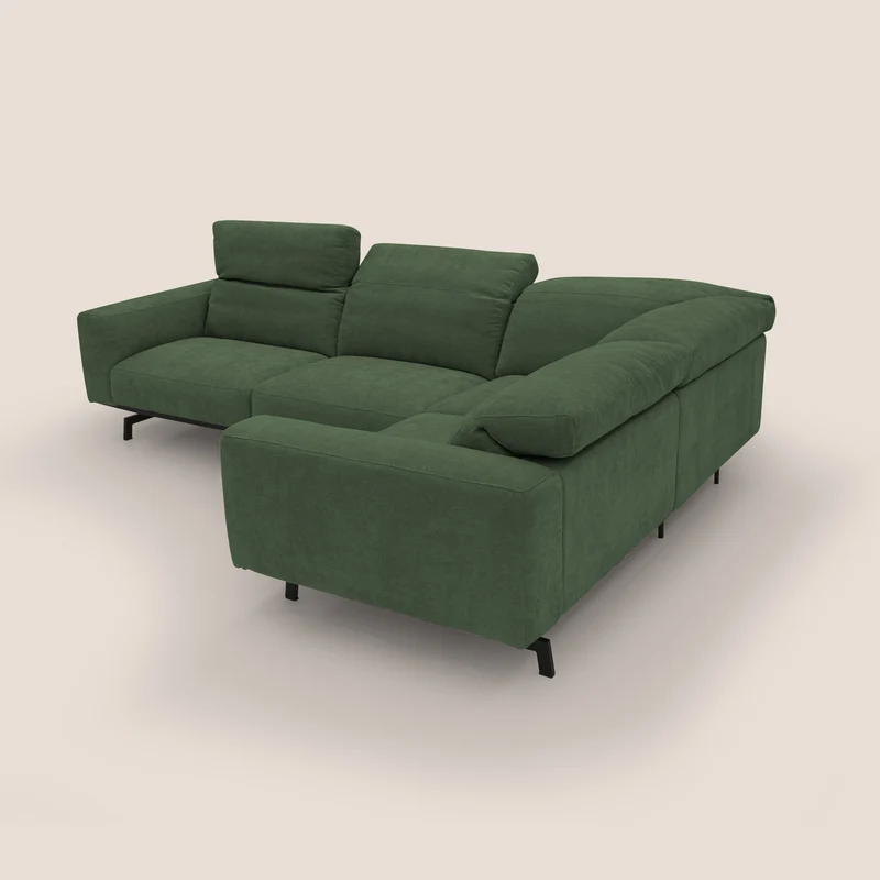 Sakura Canapé d'angle RÉVERSIBLE et modulable en tissu doux et imperméable T14 vert