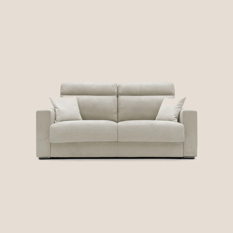 Nikita canapé lit convertible avec haut dossier moelleux en tissu doux imperméable T02 crème