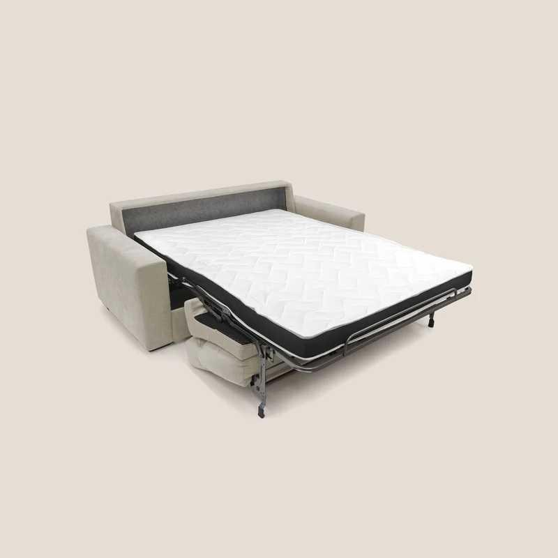 Nikita canapé lit convertible avec haut dossier moelleux en tissu doux imperméable T02 crème
