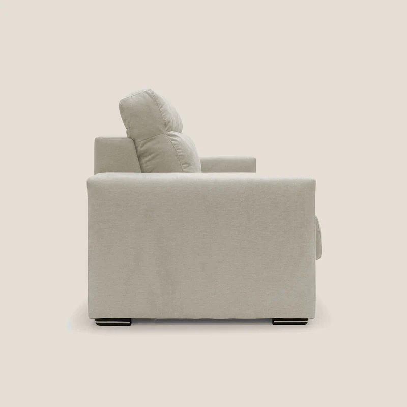 Nikita canapé lit convertible avec haut dossier moelleux en tissu doux imperméable T02 crème