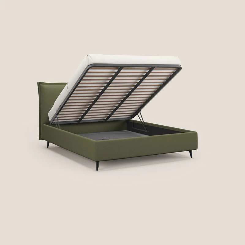 Hans lit rembourré avec coffre au style minimaliste en tissu imperméable T19 vert