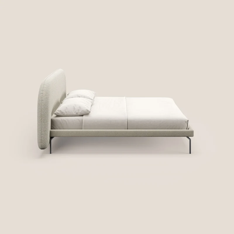 Soleil lit rembourré design avec pieds hauts en métal en bouclette détachable T12 crème