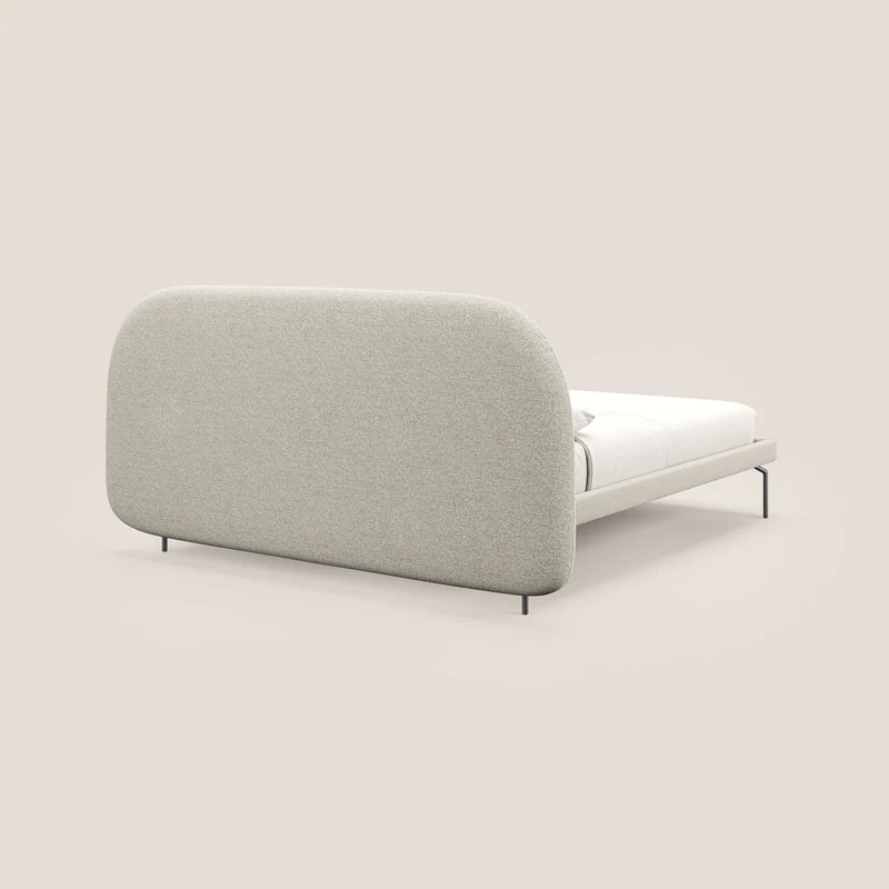 Soleil lit rembourré design avec pieds hauts en métal en bouclette détachable T12 crème