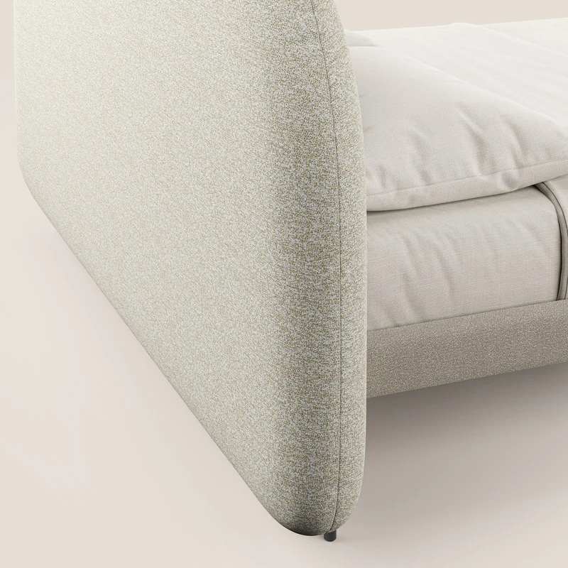 Soleil lit rembourré design avec pieds hauts en métal en bouclette détachable T12 crème