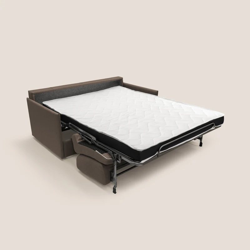 Evans Canapé convertible en tissu imperméable T13 marron