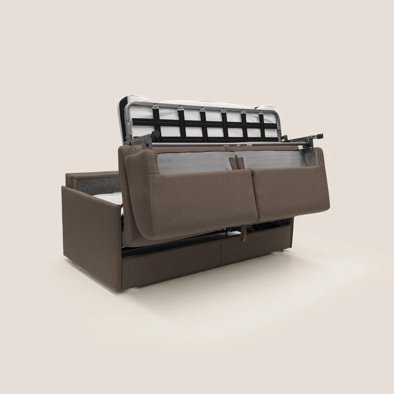 Evans Canapé convertible en tissu imperméable T13 marron