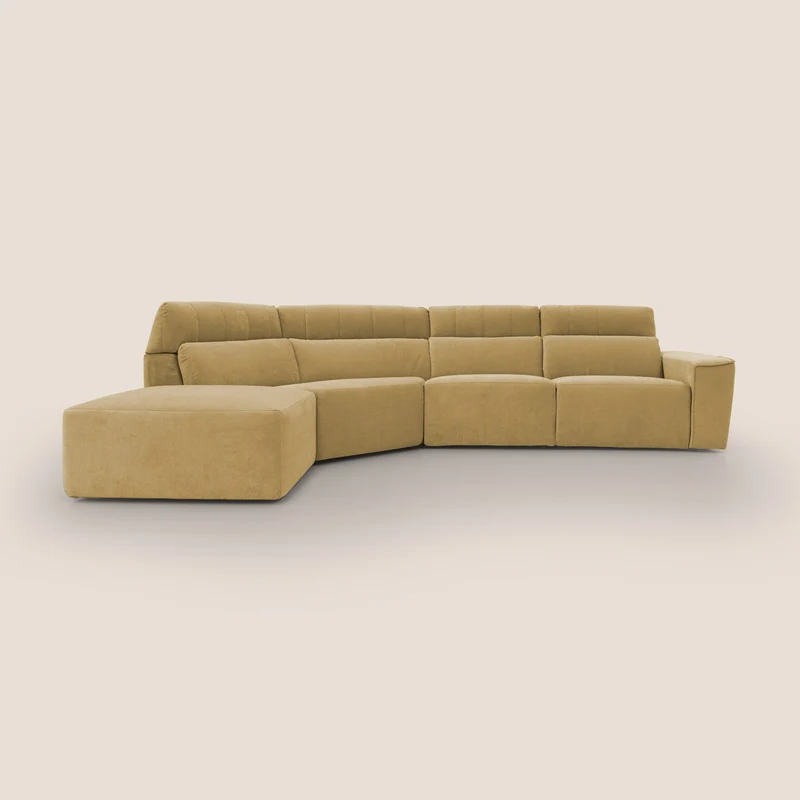 Clark Canapé d'angle avec option relax électrique en tissu imperméable et détachable T17 jaune