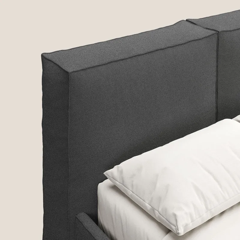 Cocoon lit avec coffre rembourré déhoussable en bouclette imperméable T07 anthracite