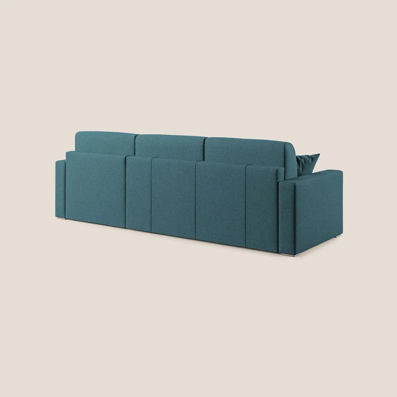 Best canapé-lit d’angle avec méridienne en tissu anti-taches QuickClean T08 bleu azur
