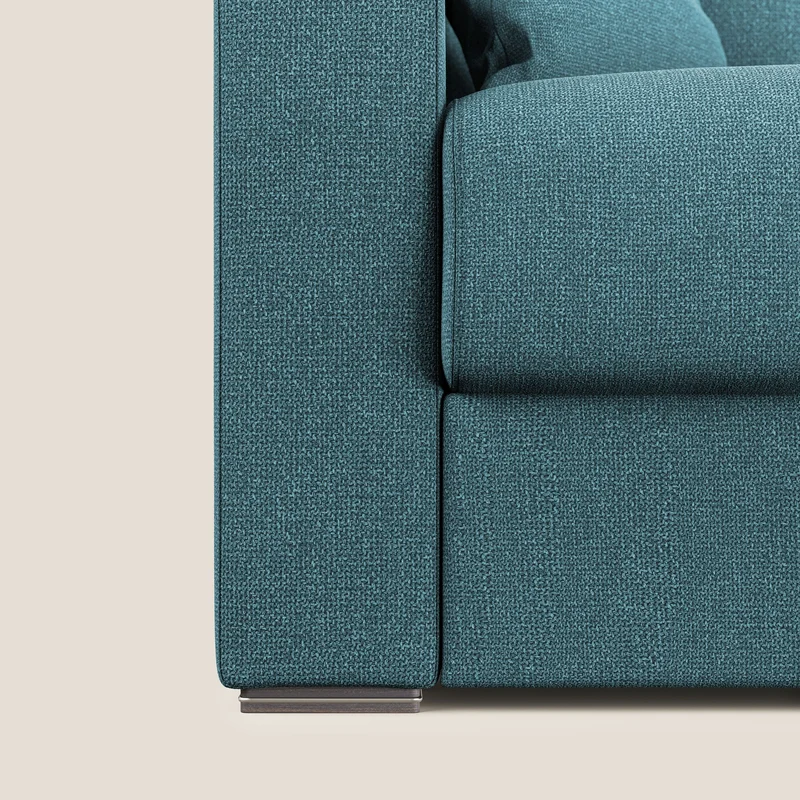 Best canapé-lit d’angle avec méridienne en tissu anti-taches QuickClean T08 bleu azur
