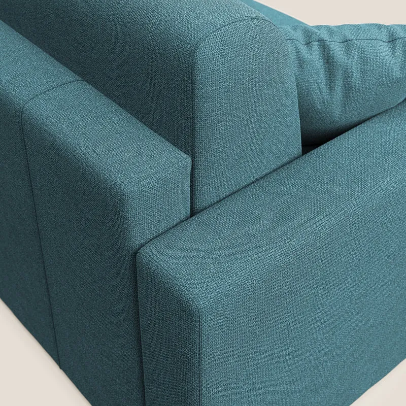 Best canapé-lit d’angle avec méridienne en tissu anti-taches QuickClean T08 bleu azur