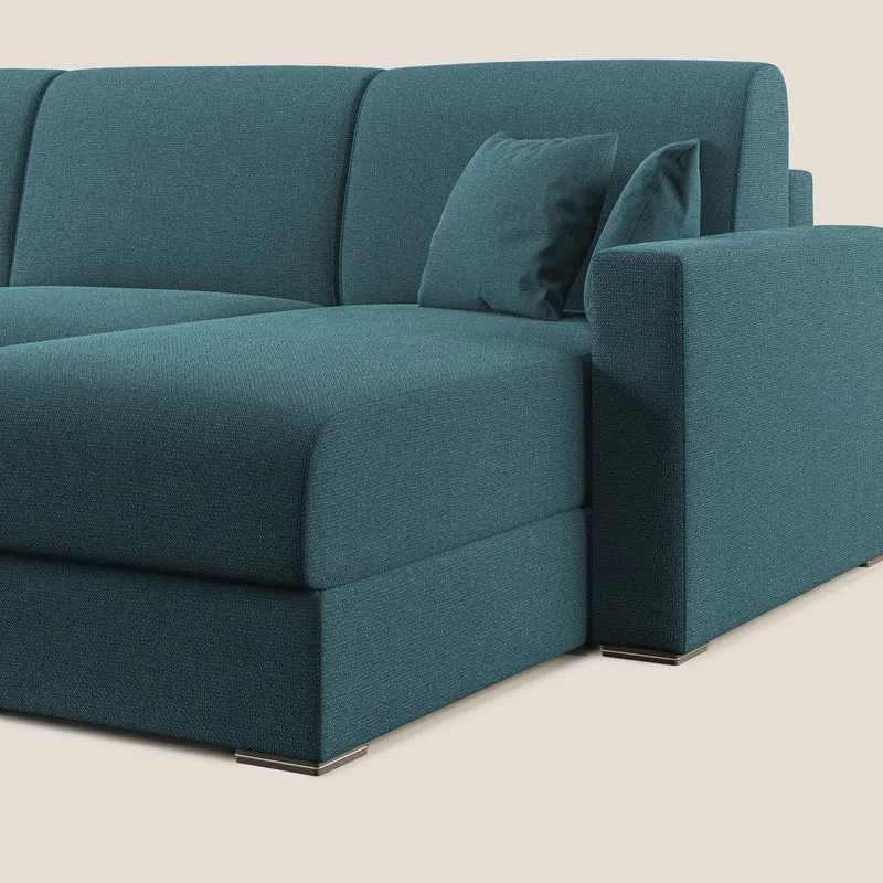 Best canapé-lit d’angle avec méridienne en tissu anti-taches QuickClean T08 bleu azur