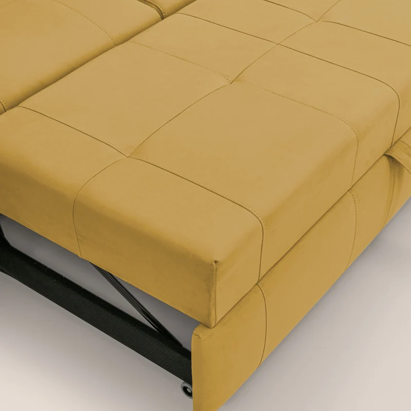 Kronos Canapé d'angle avec pouf extractible et coffre de rangement en microfibre imperméable T11 jaune