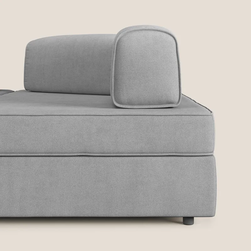 Liberty Canapé d'angle avec pouf extractible et dossiers amovibles en tissu doux imperméable T02 gris clair