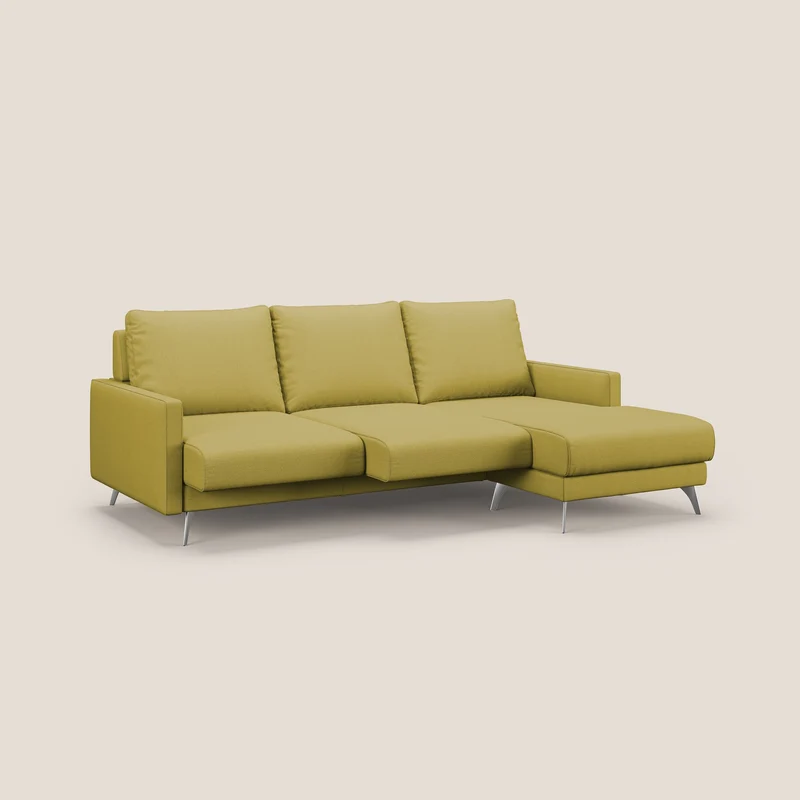 Klimt canapé d'angle avec assises coulissantes en tissu dous détachable T05 jaune