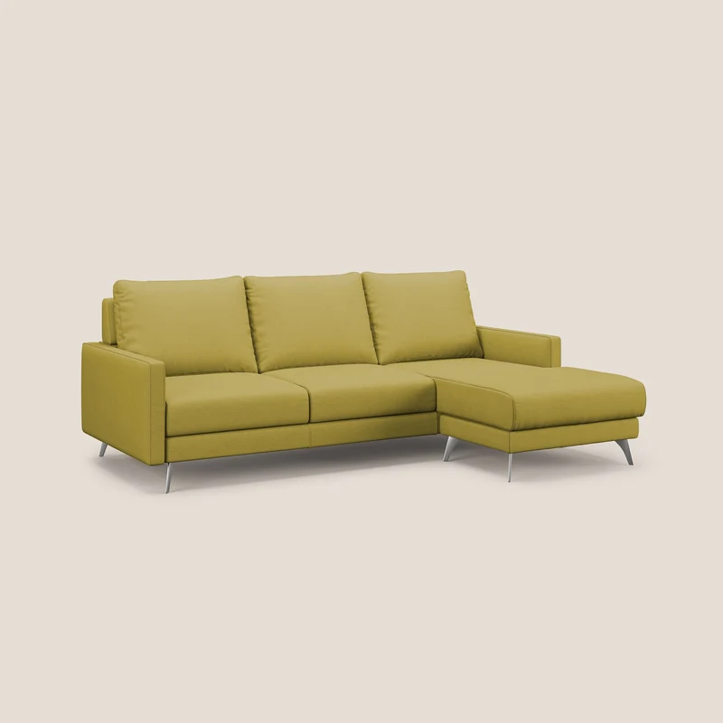 Klimt canapé d'angle avec assises coulissantes en tissu dous détachable T05 jaune