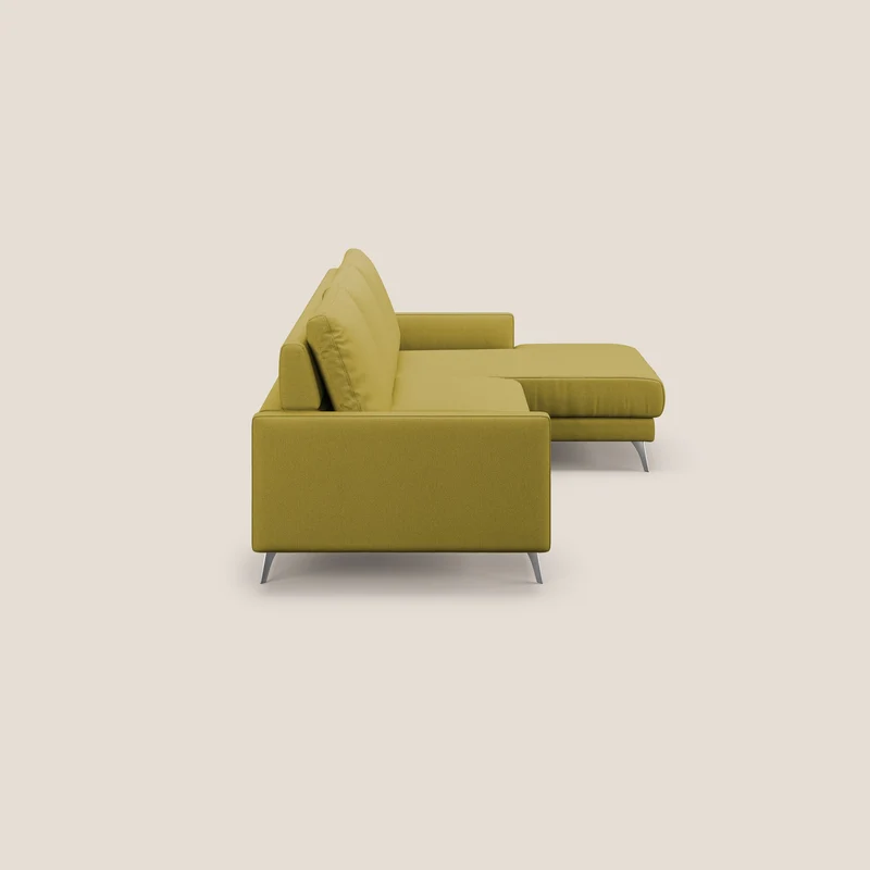 Klimt canapé d'angle avec assises coulissantes en tissu dous détachable T05 jaune