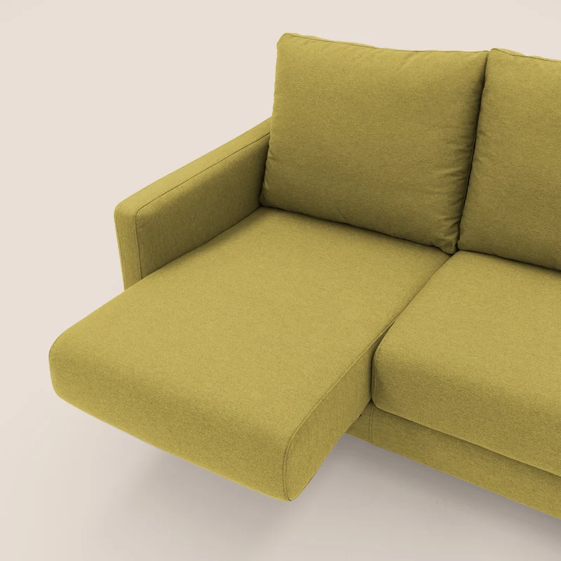 Klimt canapé d'angle avec assises coulissantes en tissu dous détachable T05 jaune