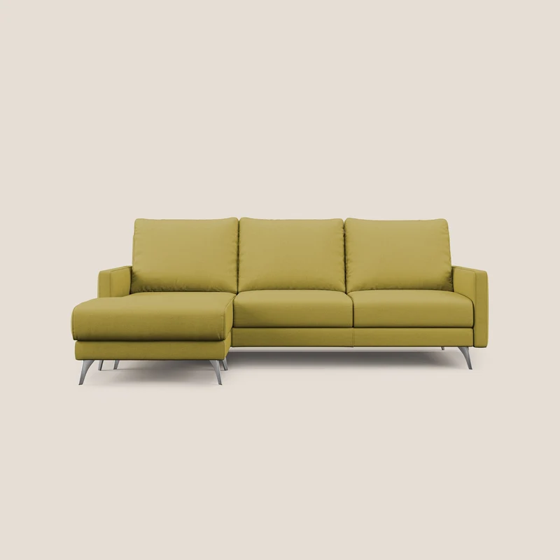 Klimt canapé d'angle avec assises coulissantes en tissu dous détachable T05 jaune
