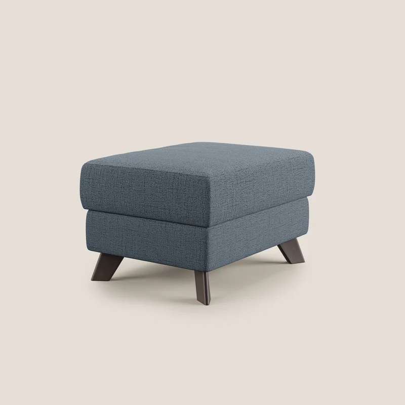 Moon Pouf coffre aux pieds hauts en tissu doux imperméable flammé T03 bleu