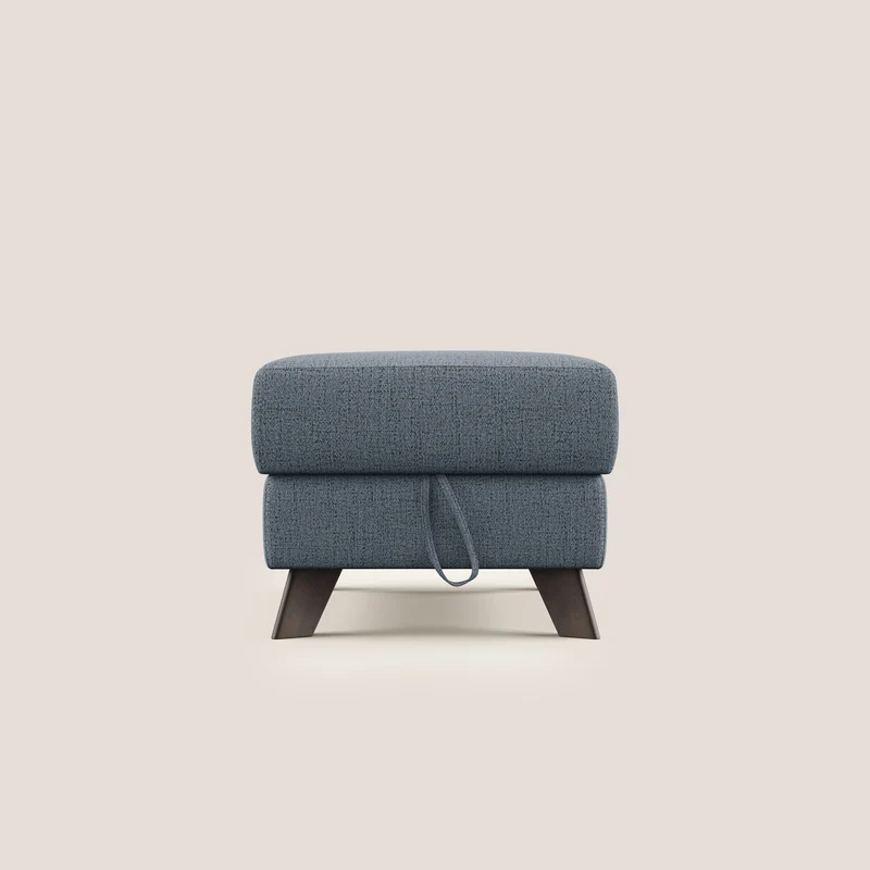 Moon Pouf coffre aux pieds hauts en tissu doux imperméable flammé T03 bleu