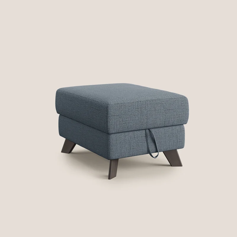 Moon Pouf coffre aux pieds hauts en tissu doux imperméable flammé T03 bleu